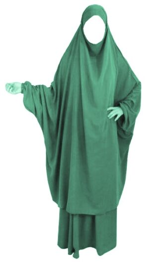 Jilbab adulte 2 pièces - Cape + Jupe évasée - Couleur vert émeraude