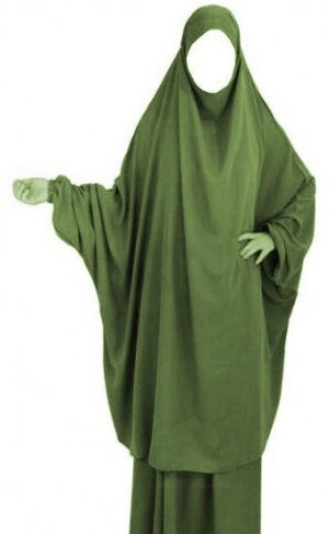 Jilbab adulte 2 pièces - Cape + Jupe évasée - Couleur vert kaki