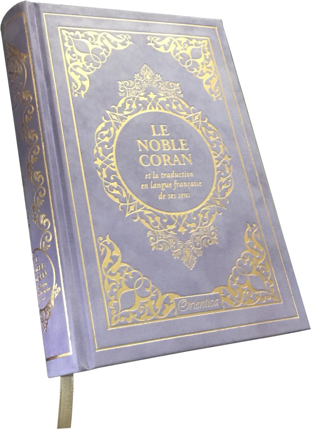 Le Noble Coran et la traduction en langue française de ses sens (Index des sourates sur le côté) - Edition de luxe couverture cartonnée en daim couleur Mauve dorée